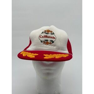 Vintage California Trucker Hat Civic Caps Snapback w/ Embroidered Brim 80s V8